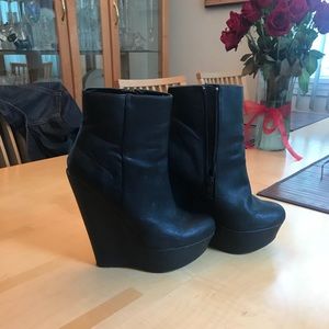Call it Spring black wedge bootie